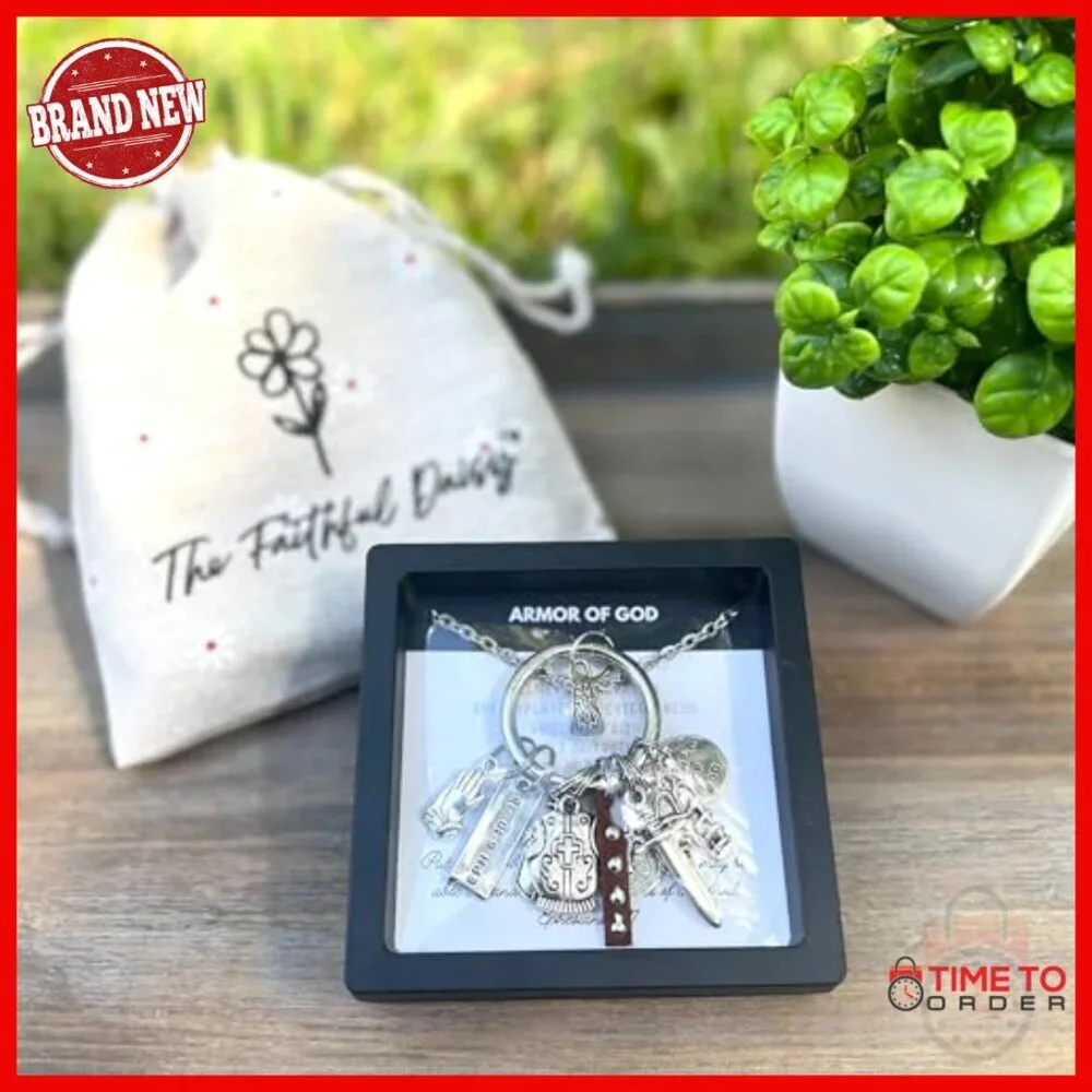 Handmade Stainless Steel Armor of God Necklace Christian Jewelry Gift Box